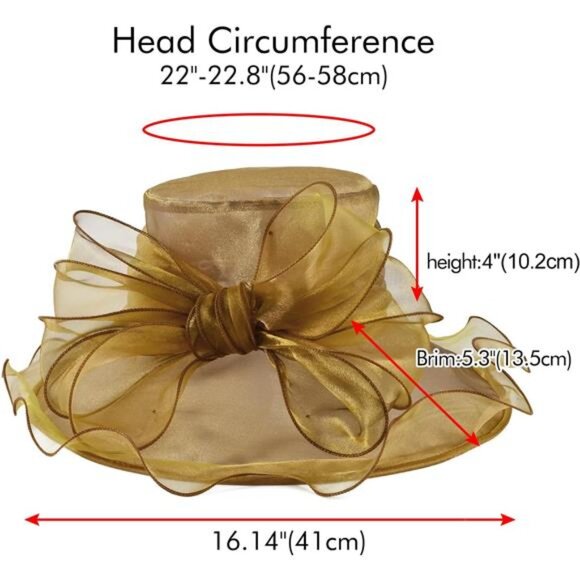 Derby Hats for Women, Classy Organza Sun Hat, Khaki main image 5